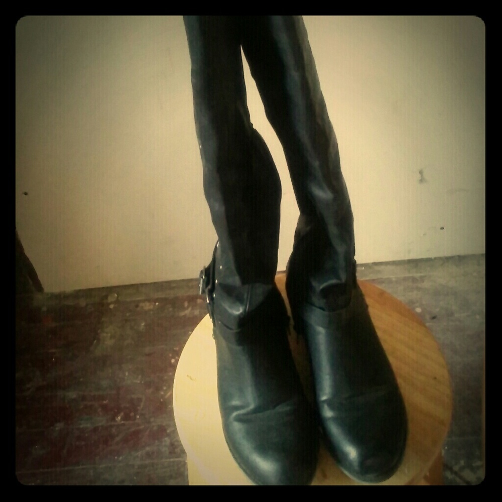Thigh high boots.
